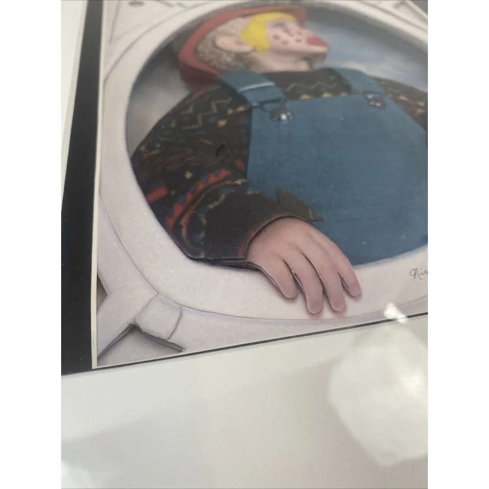 3D Paper Art Sculpture Picture Child With Clown Makeup 2003 Realistic Signed - Picture 5 of 15